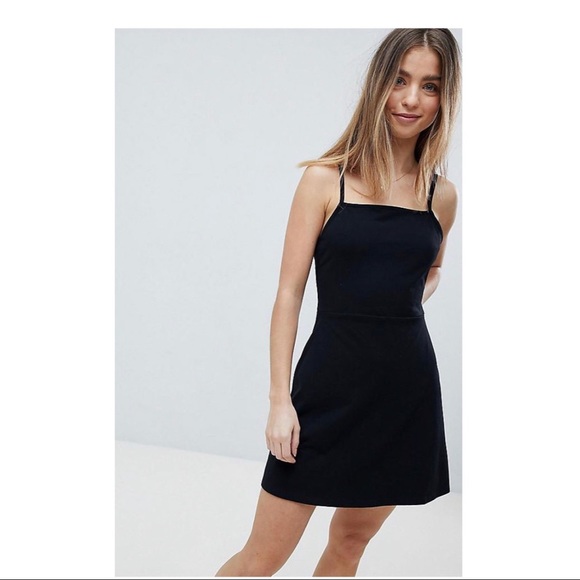 asos black square neck dress